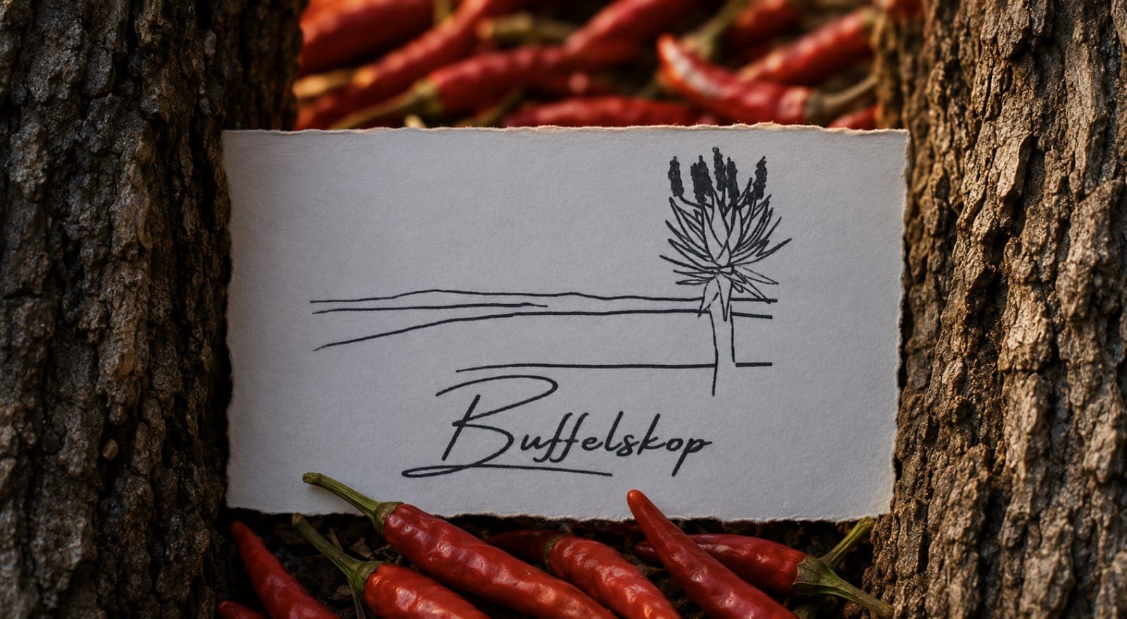 Buffelskop hand-drawn brand mark