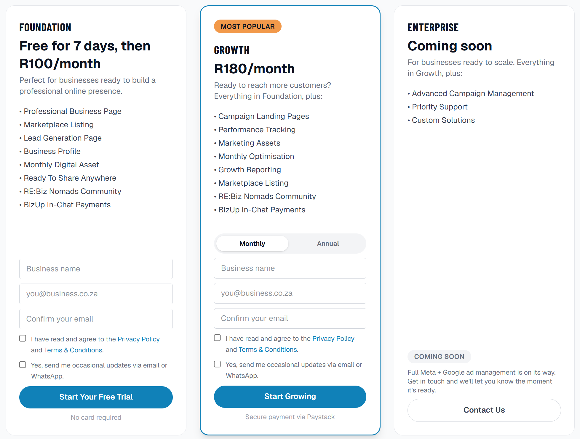 The DigitalFlyer pricing page showing Foundation and Growth plans
